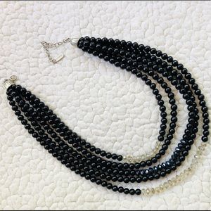 Five Strand Bead + Crystal Necklace